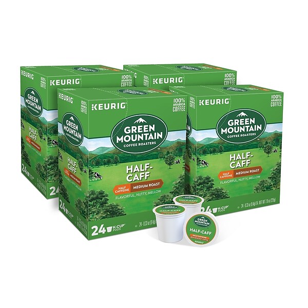 Green Mountain Half-Caff Coffee, Keurig® K-Cup® Pods, Medium Roast, 96/Carton (69997)