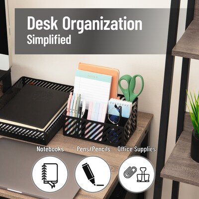 Mind Reader 5-Compartment Metal Desk Organizer, Black (MOSORG-BLK)