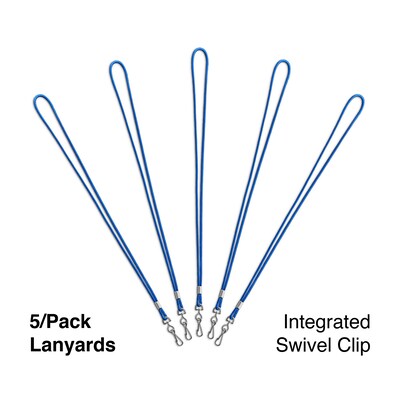 Staples Lanyards with Swivel Clip, 36" Length, Nylon, Blue, 5/Pack (20228-US)