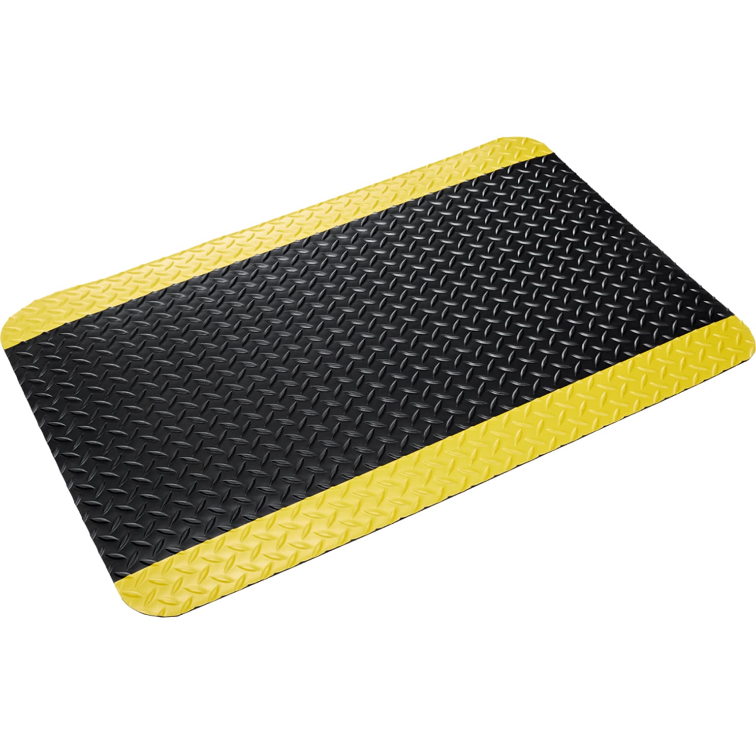 Crown Mats Workers-Delight Deck Plate Supreme Anti-Fatigue Mat, 24 x 36, Black/Yellow (WD 1223YB)