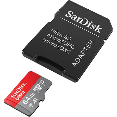 SanDisk Ultra 64GB microSDXC Memory Card with Adapter, Class 10, U1 (SDSQUAB-064G-AN6MA)