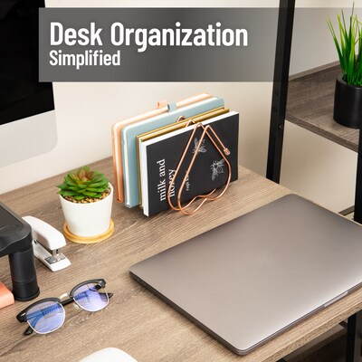 Mind Reader 5-Compartment Metal File Organizer, Rose Gold (HEARTFILE-RSGLD)