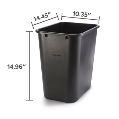 Coastwide Professional™ Indoor Trash Can Without Lid, Black Soft Molded Plastic, 7 Gallon (CW56429)