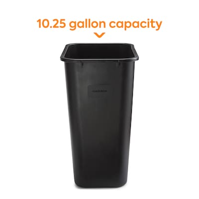 Coastwide Professional Indoor Trash Can Without Lid, Black Soft Molded Plastic, 10.25 Gallon