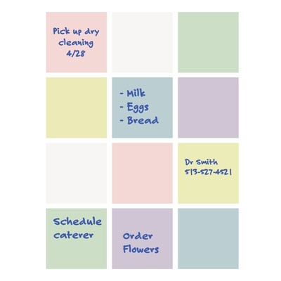Flipside Products Dry Erase Stickables with Dry Erase Marker, Assorted Pastel Colors, 3" x 3", 12 Per Pack, 4 Packs (FLP96633)