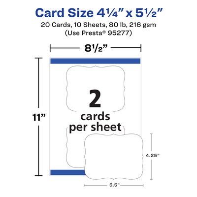 Avery Integrated Cards, 4.25" x 5.5", Matte White, 20/Pack (95277)
