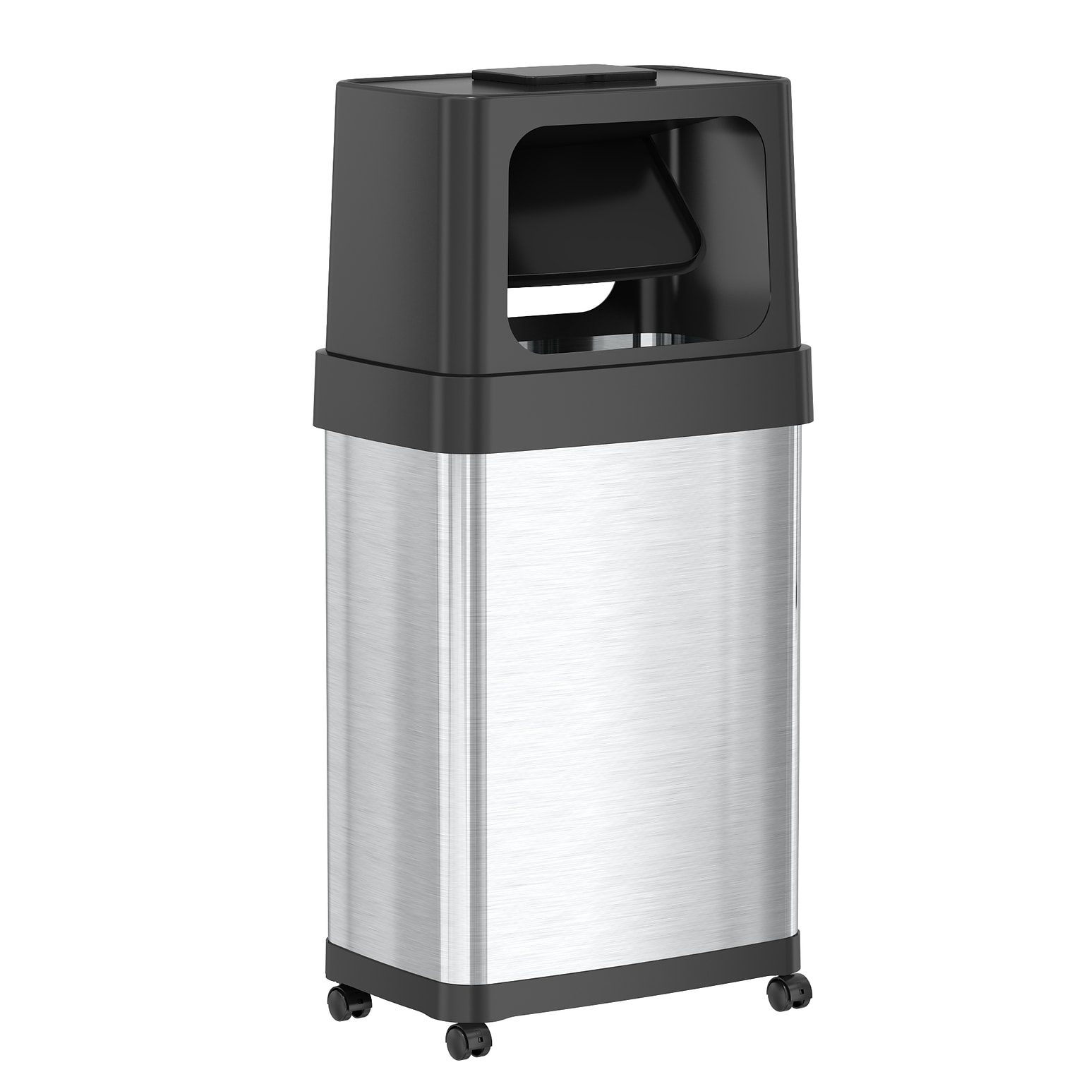 iTouchless Stainless Steel Trash Can with Dual Push Lid, 18-Gallon, Brushed (IT18DPS)