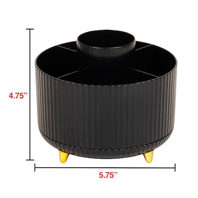Staples 5-Compartment Rotating Plastic Desk Organizer, Black (ST63869)