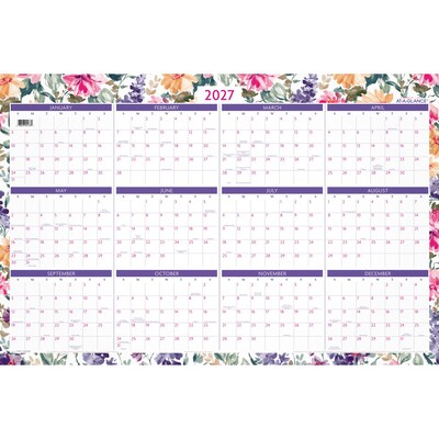 2026-2027 AT-A-GLANCE Badge Floral 36" x 24" Academic & Calendar Year Dry-Erase Wall Calendar, Reversible (1791F-550P-27)
