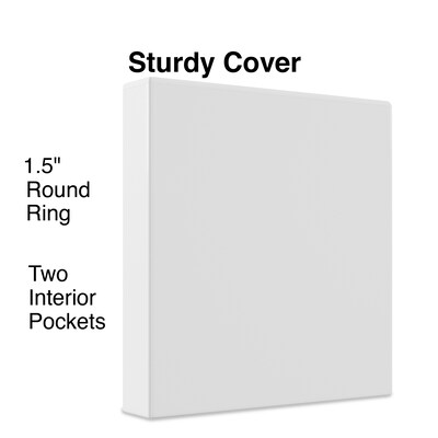 1-1/2"  Simply™ View Binders with Round Rings, White, 12/Pack