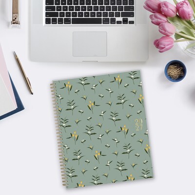 2027 Blue Sky Bespoke Letterpress Lake Flowers 8.5" x 11" Calendar Year Weekly & Monthly Standard Planner, Plastic Cover