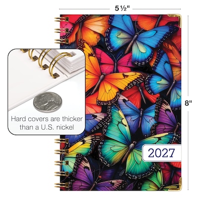 2027 Excello Brands 6" x 8" Weekly & Monthly Standard Planner, Paperboard Cover, Colorful Butterflies (FSHN-CY27-58-58)