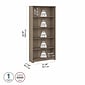 Bush Furniture Cabot 66"H 5-Shelf Bookcase with Adjustable Shelves, Ash Gray (WC31266)