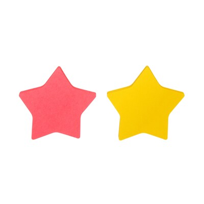 Post-it® Star-Shaped Notes, 2.6" x 2.6" Assorted Colors, 75 Sheets/Pad, 2 Pads/Pack (7350-STR)