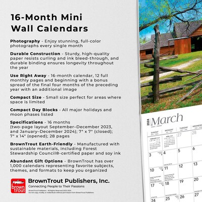 2024 BrownTrout Texas Places 7" x 14" Monthly Wall Calendar (9781975465315)