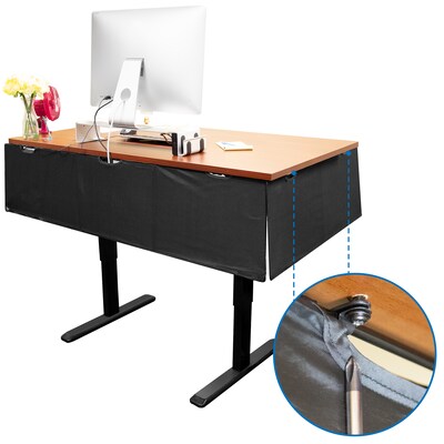 Mount-It! 15"H x 42"W Under Desk Privacy Panel with Mesh Storage Pockets, Black (MI-7250)