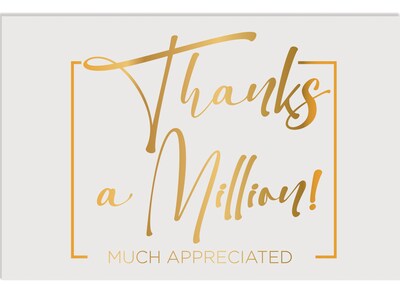 Better Office Thank You Cards with Envelopes, 4 x 6, White/Gold, 36/Pack (64529-36PK)