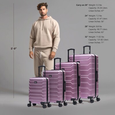 InUSA Trend 4-Piece Hardside Spinner Luggage Set, TSA Checkpoint Friendly, Rose Gold (IUTRESMLXL-ROS)