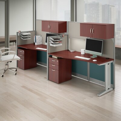 Bush Business Furniture Office in an Hour 63"H x 65"W Cubicle Workstation, Hansen Cherry (WC36492-03K)