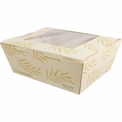 World Centric No Tree 46 oz. Paper Carryout Container, Rectangle, Natural, 200/Carton (WORTONT8W)