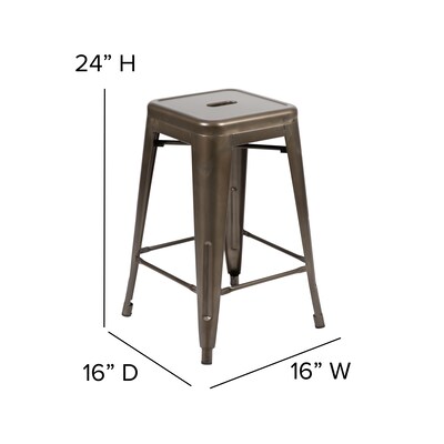 Flash Furniture Cierra Industrial Metal Counter Height Stools without Back, Gunmetal/Black, 4-Pieces/Pack (4ET32024GNRPL2B)