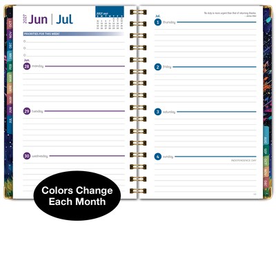 2027 Excello Brands 5.5" x 8" Weekly & Monthly Planner, Paperboard Cover, Black Tree Seasons (ORY27-FSH58-32)