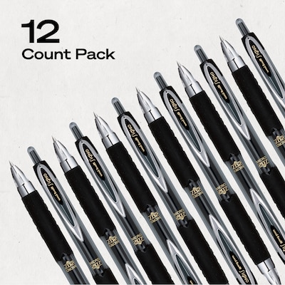 uniball 207 Retractable Gel Pens, Micro Point, 0.5mm, Black Ink, Dozen (61255)