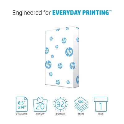 HP Recycled 8.5 x 11 Multipurpose Paper, 20 lbs., 92 Brightness, 500 Sheets/Ream (HPE1120)