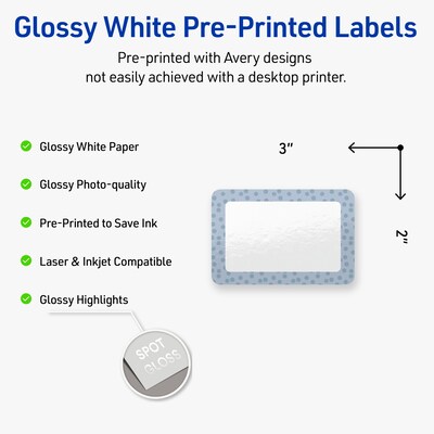 Avery Laser/Inkjet Rectangle Multipurpose Labels, 2 x 3, White, 80/Pack (S00-F8K)