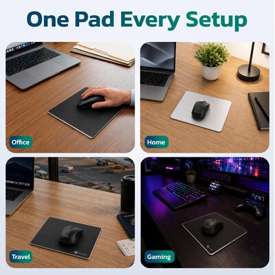 Purely MP93 PU Leather Mouse Pad with Anti-Slip Aluminum Alloy Base, Black (PCCMP93BK)