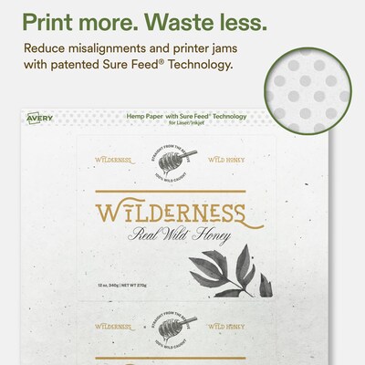 Avery Hemp Rectangle Laser/Inkjet Multipurpose Labels, 5" x 6", Off-White (40/Pack)