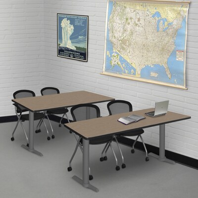 Regency Cain Steel T-Base Training Seminar Table, 42 x 24, Noble Oak/Grey Base (MTRCT4224NOGY)