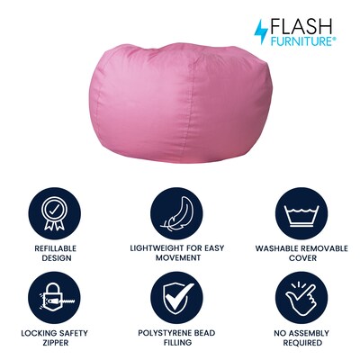 Flash Furniture Cotton Twill Bean Bag Chair, Light Pink (DGBEANLGSLDPK)