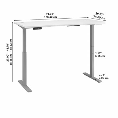 Bush Business Furniture Move 60 Series 27''-47'' Adjustable Standing Desk, White (M6S7230WHSK)