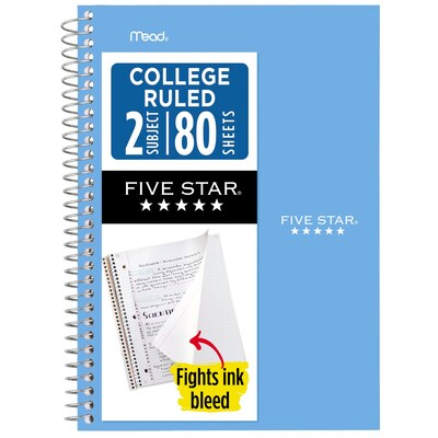 Five Star Five Star 2-Subject Notebooks, College Ruled, Blue (840029CG1-ECM26)