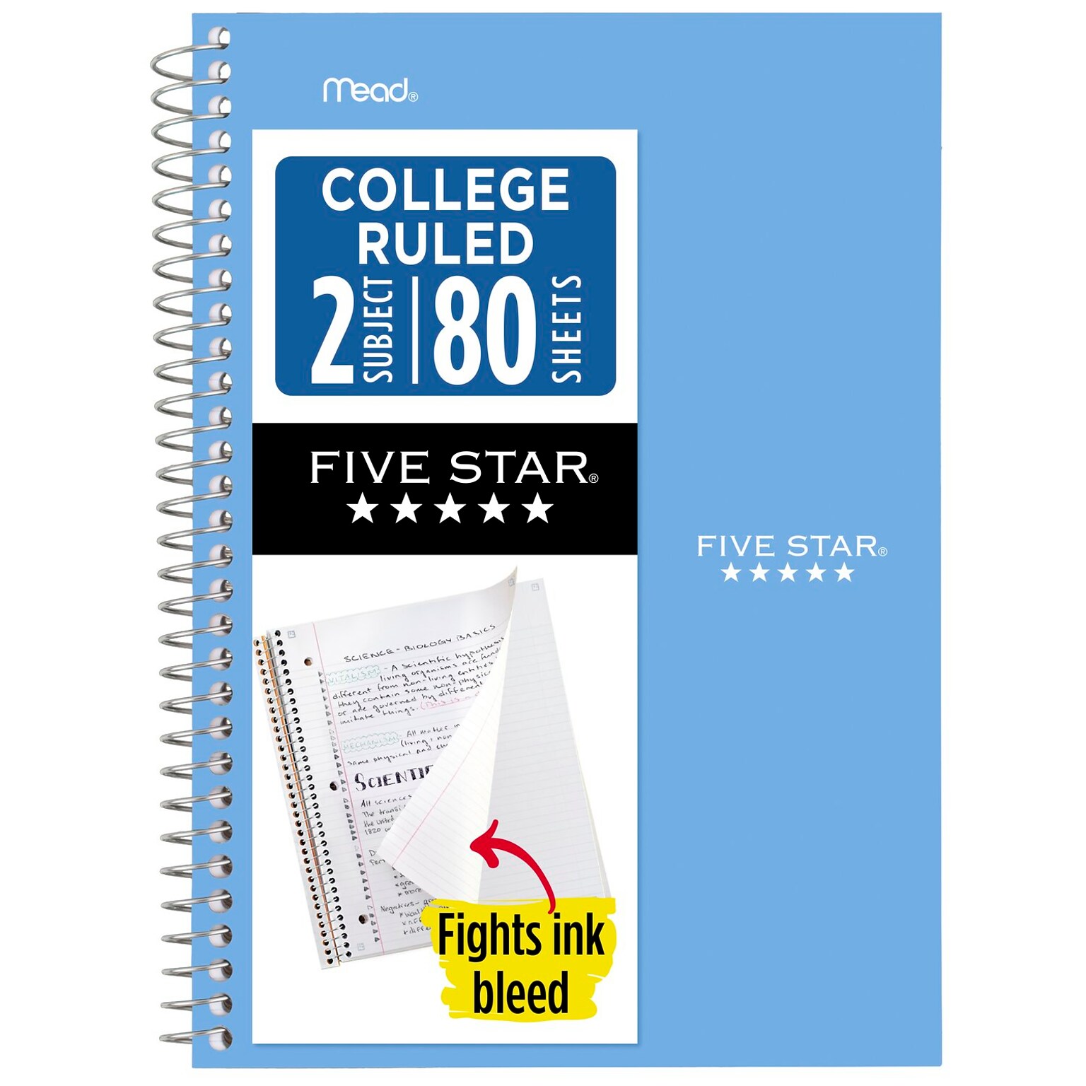 Five Star Five Star 2-Subject Notebooks, College Ruled, Blue (840029CG1-ECM26)