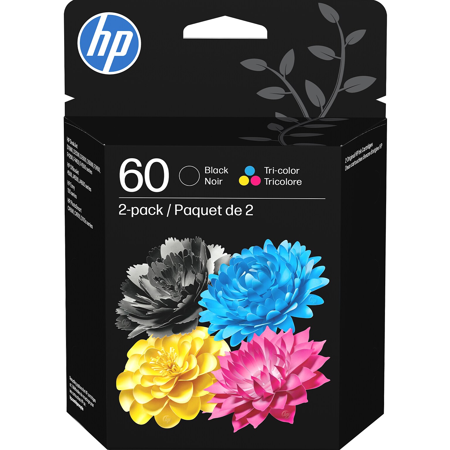 HP 60 Black/Tri-Color Standard Yield Ink Cartridge, 2/Pack (N9H63FN#140)