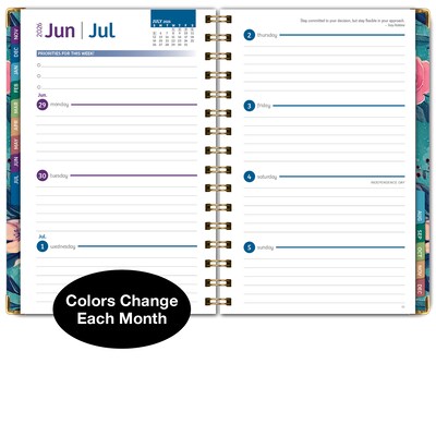 2026 Global Printed Products 5.5" x 8" Weekly & Monthly Planner, Paperboard Cover, Teal Floral (FSHN-CY26-58-17)