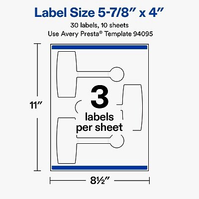 Avery Laser/Inkjet Multipurpose Labels, 5-7/8" x 4", Clear, 30 Labels/Pack (19479370764)