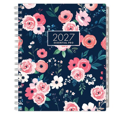 2027 Excello Brands Essential Pro 7" x 9" Weekly & Monthly Planner, Small Navy Floral (ESPRO-CY27-79-84)