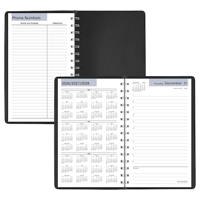2027 AT-A-GLANCE DayMinder 5" x 8" Daily Appointment Book, Faux Leather Cover, Black (SK44-00-27)