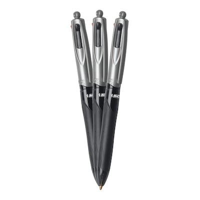 BIC 4-Color Grip Retractable Ballpoint Pen, 1.0mm, Assorted Ink, 12/Pack (MMPG11-AST)