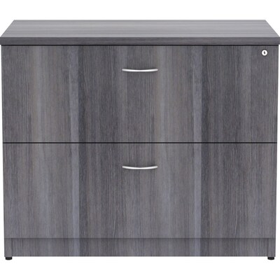 Lorell Essentials Series 2-Drawer Lateral File Cabinet, 35W x 22D x 29.5H, Weathered Charcoal (LLR69563)
