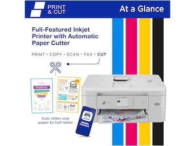 Brother Print & Cut MFC-J1800DW Wireless Color Inkjet Printer, All-In-One, Print, Scan, Copy, Fax