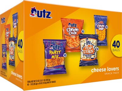 Utz Cheese Lovers Snack Variety Pack, 33 oz., 40 Bags/Carton (35167)