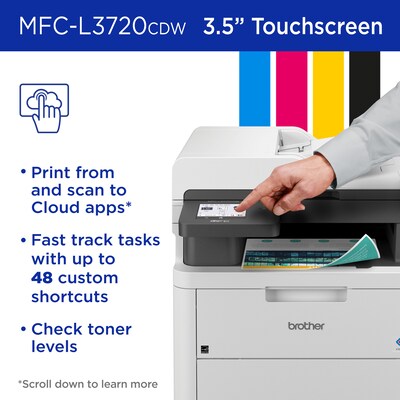 Brother MFC-L3720CDW Digital Refurbished Wireless Color All-In-One Laser Printer, Best for Home Office