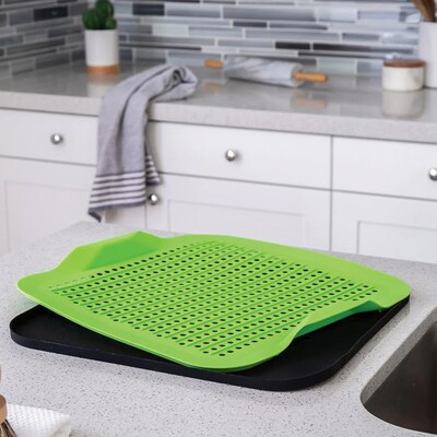 Better Houseware 2-Piece Silicone Drying Mat, Black/Green (BTH3420G)