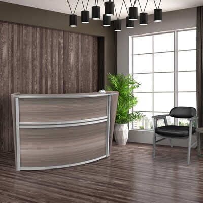Regency Marque 72W Curved Reception Desk Workstation, Driftwood Gray (77290GY)