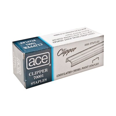Ace Undulated Clipper 1/4" Length Standard Staples, Full Strip, 5000/Box (ACE-70001)