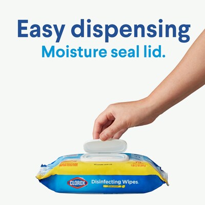 Clorox Disinfecting Wipes, Lemon Scent, 75 Wipes/Container, 6/Carton (31404CT)